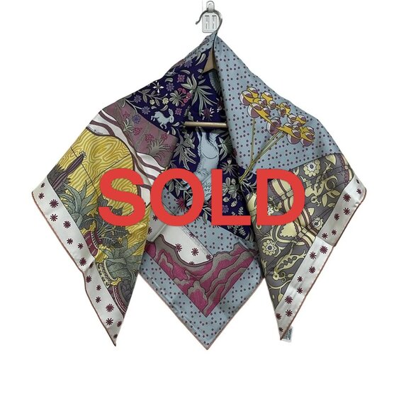 HERMES Carre 90 - Pink Purple Multi Scarf 347-072525 - Picture 1 of 6